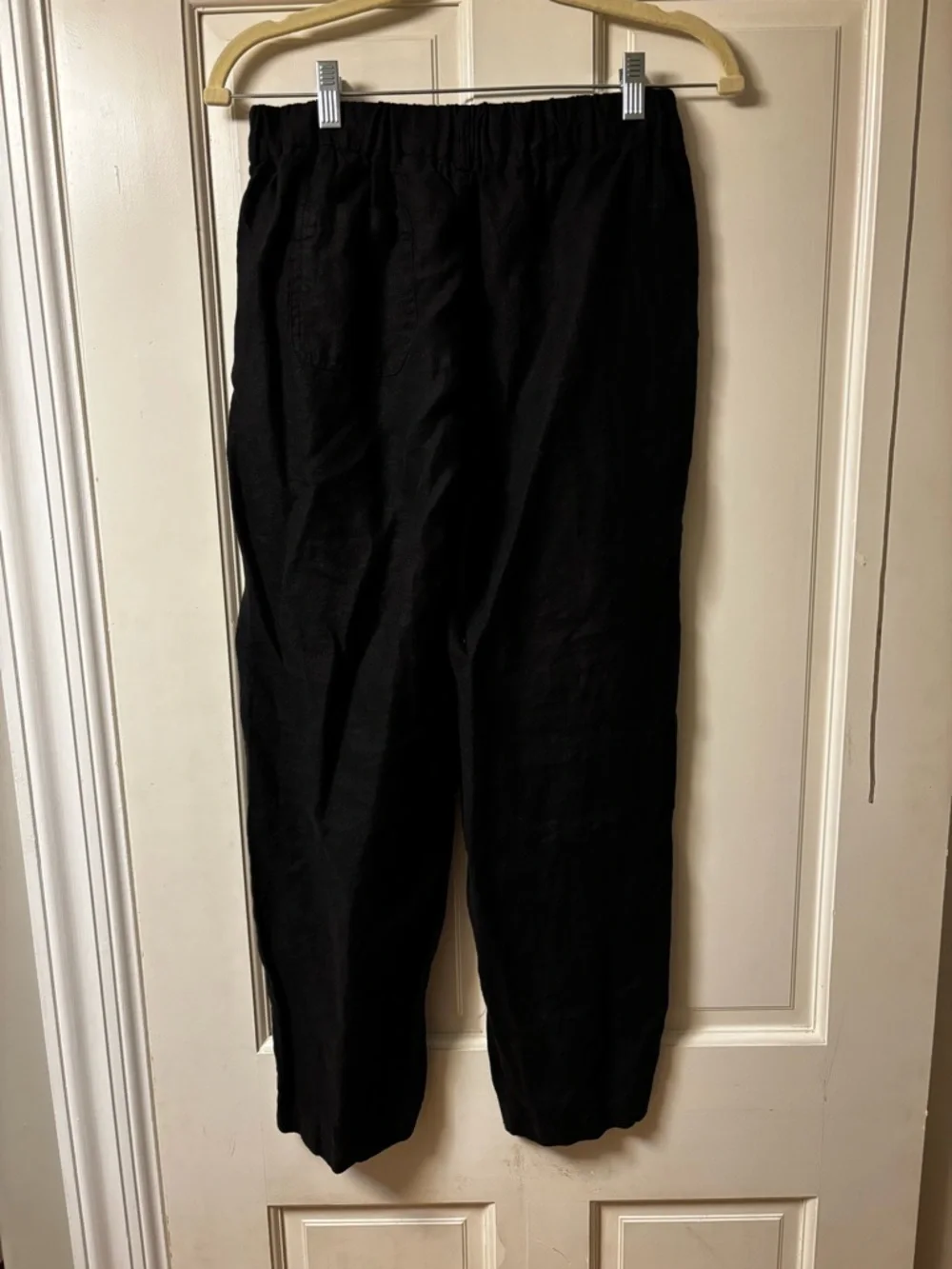 Quince European Linen Black Cropped  Pull-On Pants ankle length